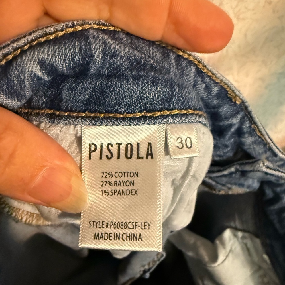 Pistola Demin Dark Blue Straight Leg Mid Rise, Distressed Jeans, Sz 30 X 26 - Picture 8 of 9
